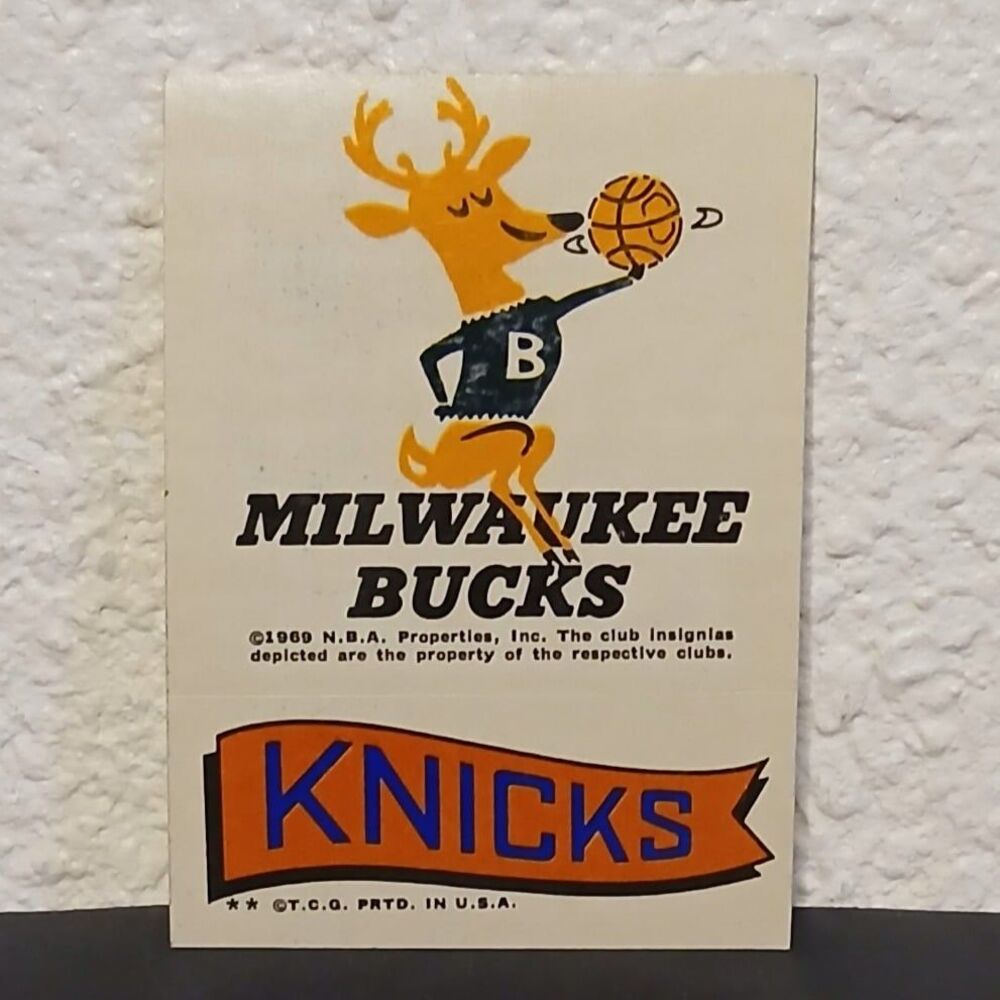 1969 TOPPS BASKETBALL NBA LOGO STICKERS MILWAUKEE BUCKS NEW YORK KNICKS STICKER